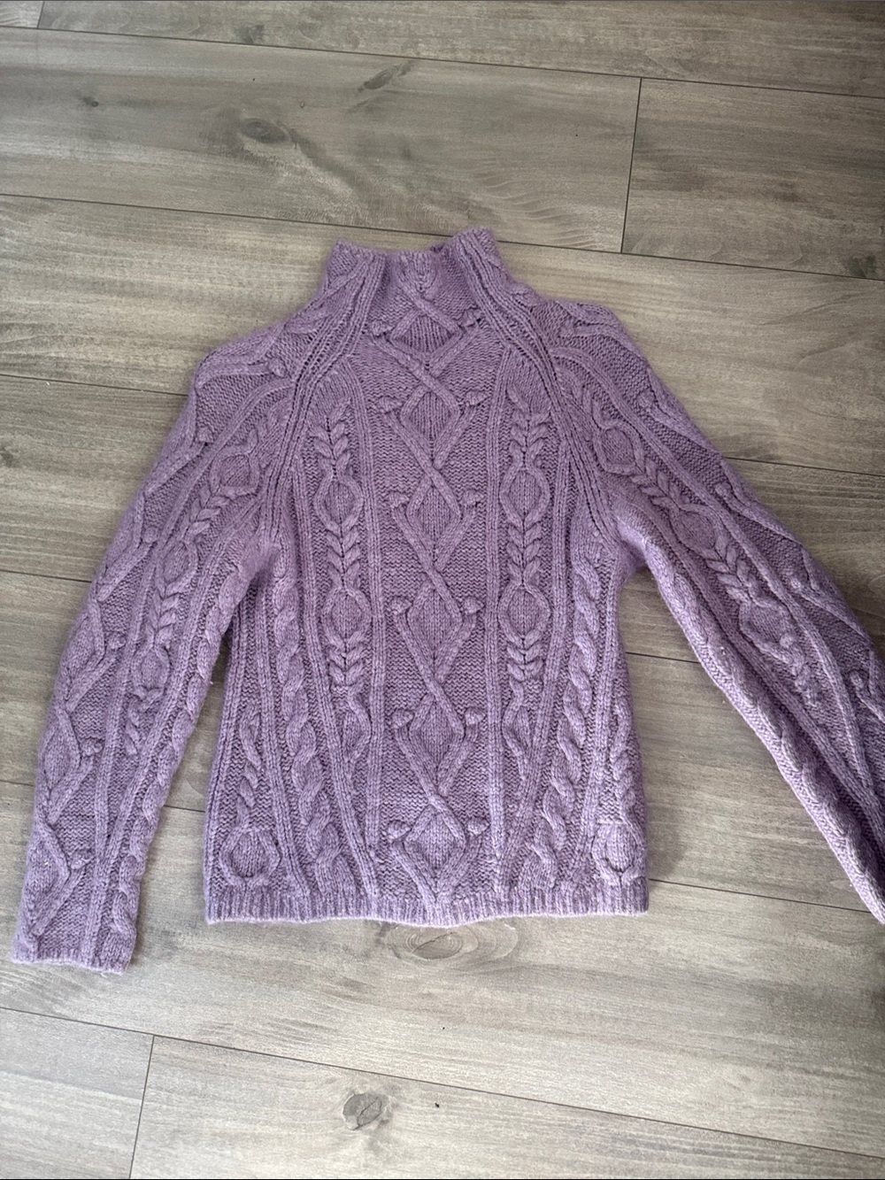 Vince Women's Lavender Cable Knit Mock Neck Sweater